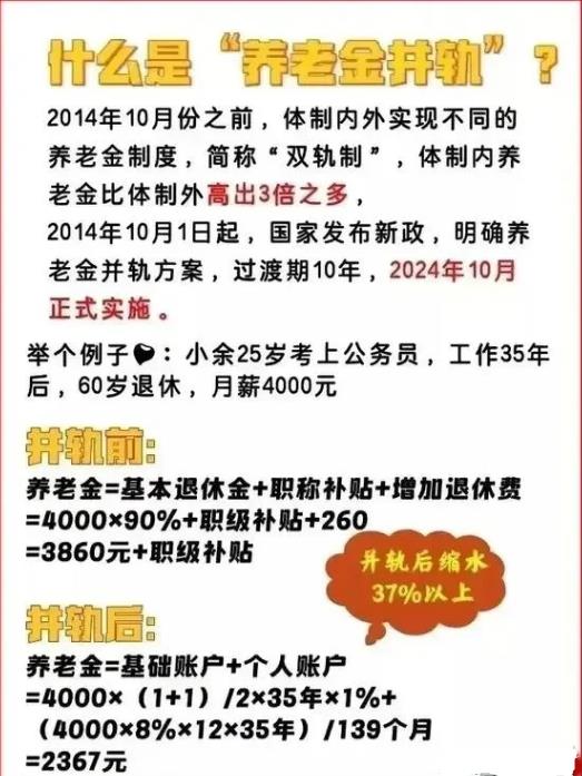 2024年养老金并轨退休金要缩水了